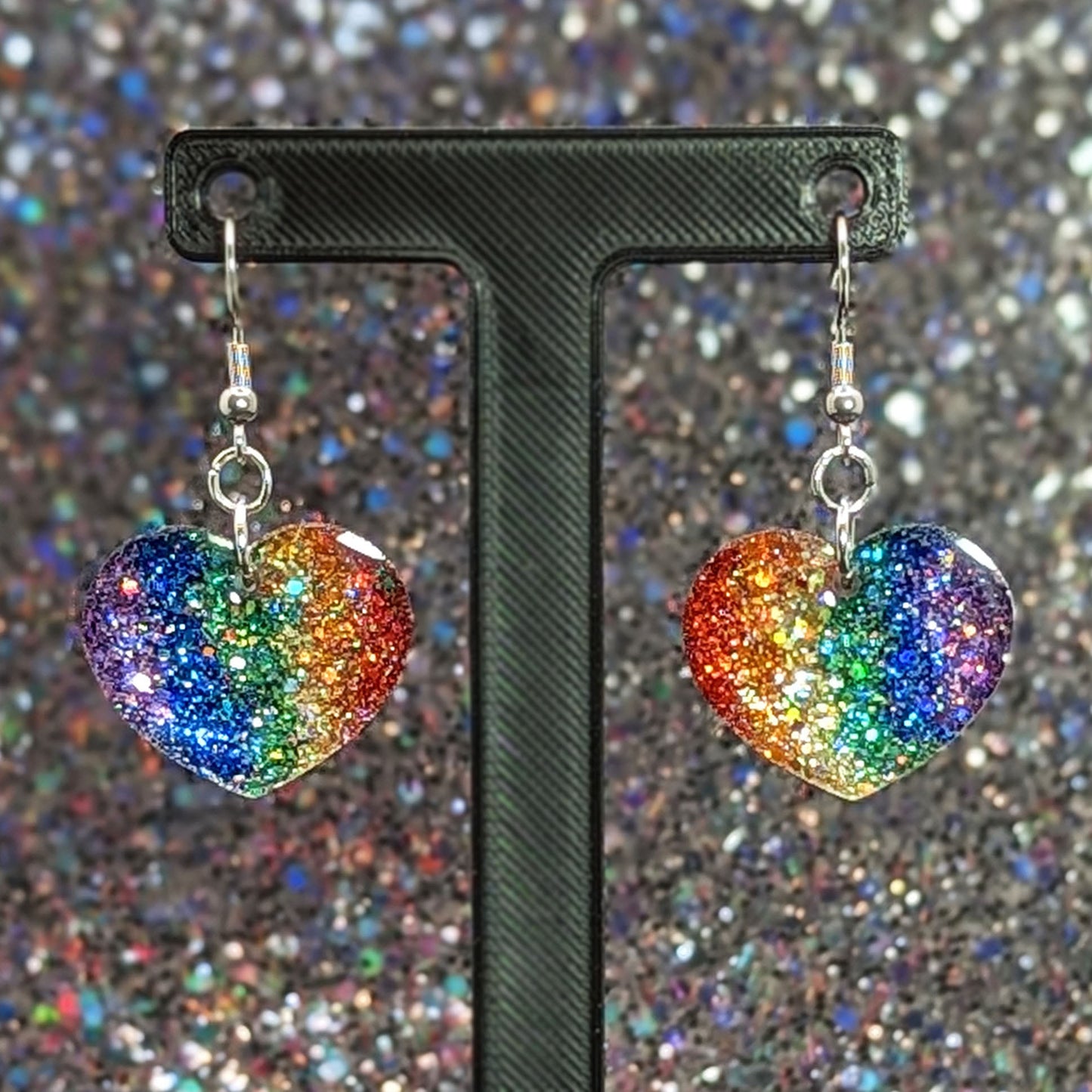 #BeProud Holographic Heart Dangle Earrings